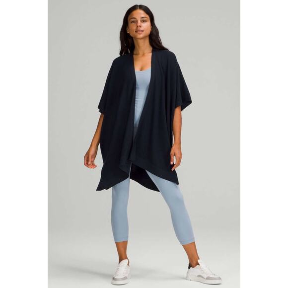 LULULEMON Merino Wool Short Sleeve Wrap Navy XS/S NWT* - Picture 1 of 8